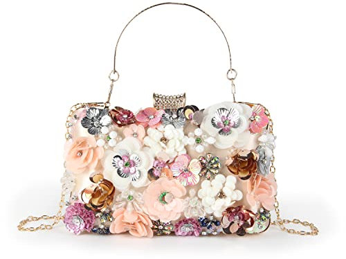 LHHMZ Pochette da sera floreali da donna Elegance Borse da sposa con fiori e perline Borse a spalla da sposa