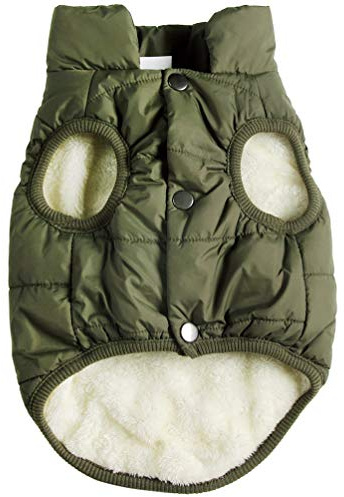 JoyDaog Fleece Hundejacke für Winter kaltes Wetter, Extra Weicher Hundemantel für Mittlere Hunde, Winddichte Welpen Weste, Grün XL