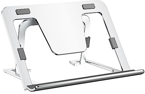 SHUOSUO Tablet Ständer Verstellbar & Faltbar, Schlank Tragbarer Aluminium Tablet Halterung Halter Tisch, Kompatibel mit iPad Pro/Air/Mini, Samsung Tab, Surface Pro, Kindle Fire (7-13 Zoll) (Silber)