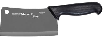 Starrett Chef's Butcher's Cleaver Knife - BKB509-6 Wide Rectangular 6 (150mm) Professional Kitchen Knife - Black Handle