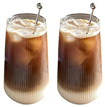 NSXIN Latte Macchiato Gläser Cappuccino Kaffeegläser 400ml 2er Set Teegläser Kristall Glas Eisbecher, Transparent, Hitzebeständig, Cocktail, Kaffee, Latte Macchiato,(Typ B /500ml,2 Stk) | Cappuccino Kaffeegläser, Kristall Glas, Hitzebeständig, Eisbecher, Cocktail geeignet