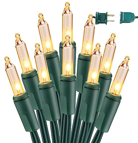 BrizLabs Clear Christmas Lights Outdoor 300 Count 69.6ft Incandescent Christmas Lights Connectable Warm White Light String UL Certified Xmas Mini Light Green Wire for Indoor Tree Holiday Party Decor