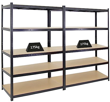 PROREGAL Mega Deal 2X Schwerlastregal Taurus Schwarz 180x120x60cm mit Fachlast 175kg Kellerregal, Steckregal, Garagenregal, Lagerregal