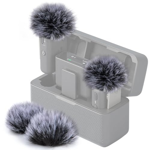 SUNMON 4 Stück Windschutz Kompatibel mit DJI Mic, pelziger Mikrofon Popschutz Schaumstoff, Muff Pop-Filter Rauschunterdrückung, Mikrofonabdeckungen Zubehör Lavalier Mikrofon