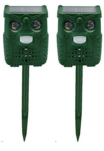 ERNZI 2 Pcs, Cat Repellent, Ultrasonic Pest Repellent, Solar Powered Waterproof Animal Repeller, with PIR Motion Sensor Speakers, Used for Repelling Birds, Cats, Dogs and Mice On Garden Farms