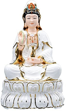 Statue handgefertigte Buddha-Keramik Avalokitesvara Buddha Ornamente Haushalt Bodhisattva Dekorationen Statue Veranda Arbeitszimmer Heimdekorationen Ornamente (2XL)