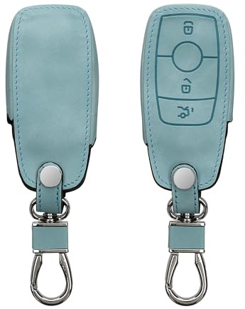 kwmobile Autoschlüssel Hülle kompatibel mit Mercedes Benz Smart Key Autoschlüssel (nur Keyless) - Nubuklederoptik - Kunstleder Schutzhülle Schlüsselhülle Cover - Pastellblau