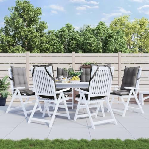 Rantry Hochlehner-Auflagen 6 STK. Sitzkissen für Gartenstühle Gartenstuhlauflagen für Hochlehner Sitzpolster Polsterauflagen Sitzauflage Stuhlkissen Sesselauflage Grau Oxford-Gewebe
