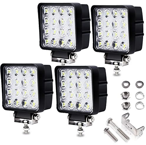 Izrielar Arbeitsscheinwerfer Rechteck LED, 12V 24V IP67 Wasserdicht Offroad Zusatzscheinwerfer, Rückfahrscheinwerfer Offroad Scheinwerfer für Traktor Auto LKW SUV UTV ATV (48W 4 Stück)