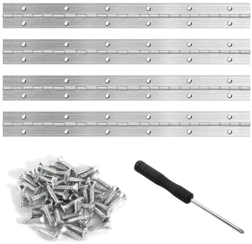 Bangbobi charnière de piano en acier inoxydable - charnière de 30 cm pour pianos, portes d'armoires et réparation de meubles, tournevis et vis inclus