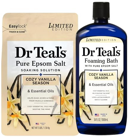 Dr Teal's Cozy Vanilla Season Comfort Pure Epsom Salt Soak and Cozy Vanilla Season Foaming Bath Duo Pack