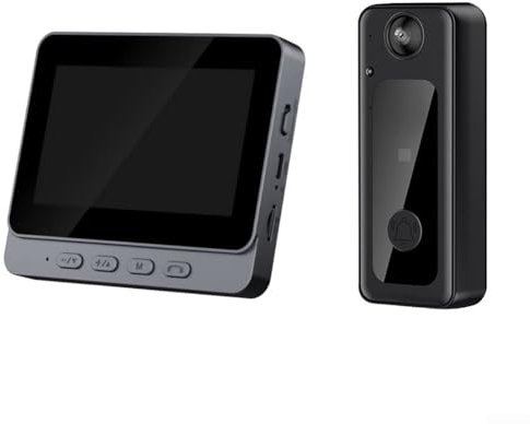Telecamera per campanello con schermo da 4,3 pollici wireless, capacità della batteria 1000AH citofono, videocamera campanello con monitor, telecamera di sicurezza per telefono campanello, nero