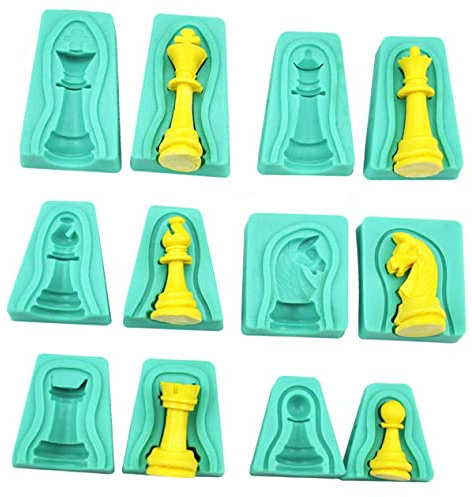 OKUMEYR Moldes para Tartas De Ajedrez 3D De Silicona, Juego De 12 Piezas, Apto para Hornear Chocolate, Repostería Creativa para Uso Doméstico y Profesional