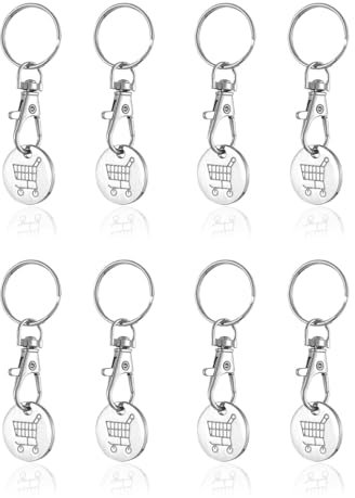 LOZTBUE Portachiavi con chip del carrello della spesa da 8 pezzi, Chiusura a molla del carrello della spesa, Sblocco del carrello della spesa, Chip del carrello della spesa rimovibile