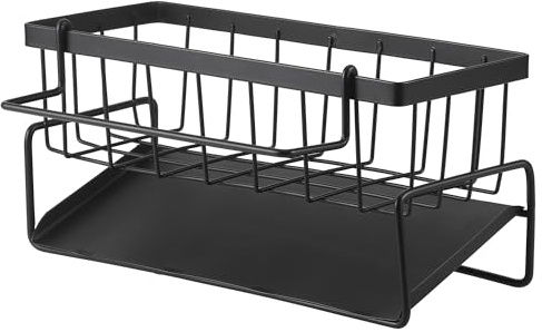 MICHIHOMIE Spülbecken Organizer, Küchen Spüle Organizer mit Selbstentleerender Ablaufwanne und Spüllappenhalter, Schwammhalter, Spülorganizer für Küche und Badezimmer