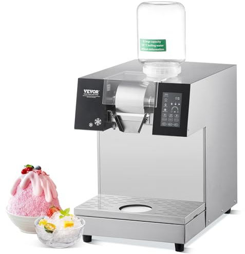 VEVOR Máquina de Hielo en Forma de Copos de Nieve 240kg/24h Máquina para Raspar Hielo Acero Inoxidable Sistema de Enfriamiento por Líquido para Rápida Disipación del Calor para Panaderías, Cafeterías
