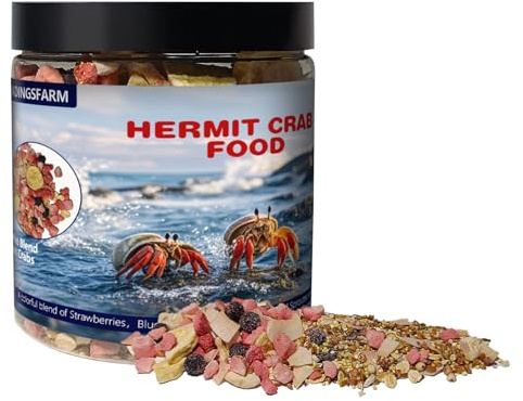 JADINGSFARM Fruity Buffet Blend Diet, 7.4 oz Food for Hermit Crab, All Natural Hermit Crab Food, High Protein & Nutrient Blend Diet of Oats, Blueberries, Strawberry, Banana Mix for Hermit Crabs.