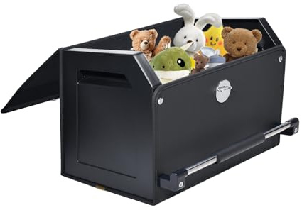 XCF Auto Kofferraum Organizer mit Deckel, Premium NAPPA Leder Kofferraumtasche mit stabilem Griff, Multifunktionale Aufbewahrungsbox – 37L, Schwarz, 42.5 * 29 * 31CM