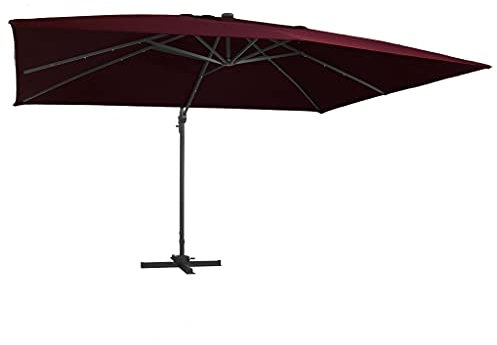 Homgoday Arredo Ombrellone a Sbalzo con LED Rosso bordò 400x300 cm,Arredo Ombrellone, Ombrelloni, Ombrellone da Giardino, Ombrelloni da Esterno, Ombrellone Spiaggia, Ombrellone da Terrazzo Antivento