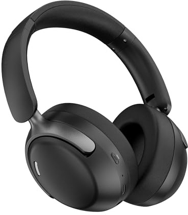 LORELEI Hybrid ANC Headphones, QC30 Wireless Over-Ear, 60H Playtime Bluetooth Mic, Deep Bass, Comfort Fit, Soft-Earpads, Fast Charging - Space Black