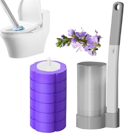 2025 New Disposable Toilet Brush & Wand Kit - Hygienic Cleaning System for Toilet, Sink, Bathtub, Wash Basin - Includes Replacement Brush Heads (Gray brush + Lavender flavor)