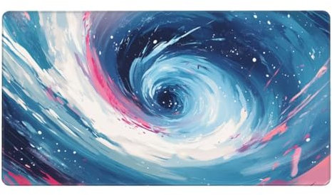 Gaming Mauspad XXL,1200 x 600 x 3mm Mousepad Verlängertes Groß Mauspad Schreibtischauflage,Genähte Kanten rutschfeste Gummibasis,Verbessert Präzision Geschwindigkeit Home Office Blauer Wirbel L-5280