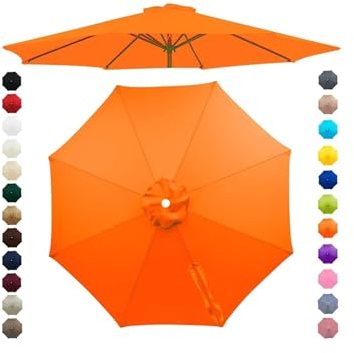 Chinimon Replacement Parasol Canopy 2m/2.5m/2.7m/3m/3.5m fits 6/8 Arms | Parasol Replacement Canopy 95% UV Block, Double-Stitch Seams, Fade Resistant Fabric, Canopy Only for Garden, Patio and Beach