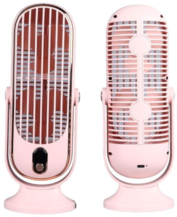Yechiry Tower Fan for Bedroom, Ultra Quiet Oscillating Table Fan, Powerful Personal Small Standing with 5 Gears, Portable Electric USB Rechargeable Desk for Home, Office Desktop (Pink)
