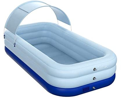 OUYUE Paddling Pool Inflatable Pool Automatic Inflatable Swimming Pool, Oversized Thicken 3 Ring Paddling Pool With Awning Above Ground Pool Swimming Pool Garden(Blue,260 * 160 * 135CM)