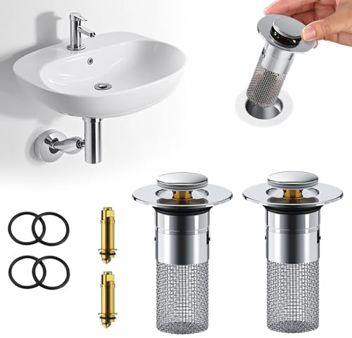 AONAYO 2 StüCk Abflussstopfen Mit Sieb, 34-40 Mm, Edelstahl, Silber