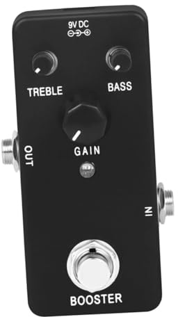 Pure Booster E-gitarren Einzelblock Effektgerät für Präzise | Schwarzes Abs Gehäuse, für E-gitarre, High Gain Pusher mit Genauer Klangsteuerung