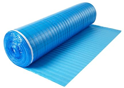VEVOR Sottopavimento 18,6 m², Imbottitura per Pavimenti con Nastro Adesivo e Barriera al Vapore, Schiuma EPE ad Alta Resistenza con PE Blu, Isolamento Acustico e Riduce Rumore, per Laminato e Legno