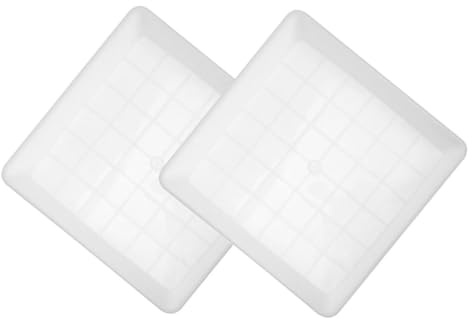 Toyvian Soucoupes Carrées Plateau Résistant aux Intempéries Lot de 2 en Plastique Blanc 35 Cm pour Pots de Fleurs Compatible Plantes Succulentes, Balcon Intérieur