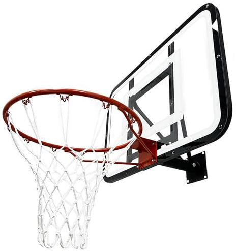 zxhrybh Canasta de Baloncesto de Pared con Tablero Irrompible, Aro y Red Resistentes a la Intemperie, para Entrenar en Interiores y Exteriores(White)