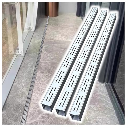 Canale a Pavimento, Canale di drenaggio dell'acqua per patio, sottile, in acciaio inox, sistema di grondaia lineare per drenaggio dell'acqua piovana per piscina/patio/gazebo/balcone, kit di installaz