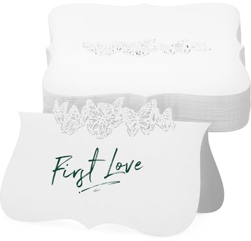 SUPVOX Tarjetas de Lugar para Bodas 50 Unidades Pequeñas de Papel Color Beige Claro Diseño Láser Calado, Tarjetas de Asiento Decorativas para Banquetes, Cenas y Fiestas