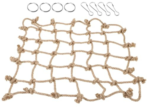 BETOOKY Kletternetz für Papageien Haustierhängematte aus Robustem Juteseil Mittelgroß mit Haken Spielnetz für Wellensittiche Aras und Kleine Ziervögel
