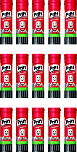 Pritt Klebestift, transparent, auswaschbar, ablösbar, ohne Lösungsmittel, 43 g (15 Stück)
