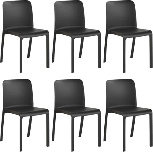 Shaf SP Berner - Pack de 6 Sillas Grana - Apilables, Ergonómicas y Resistentes - Uso Interior y Exterior - Fabricadas en España con Plástico Reciclado - Antracita