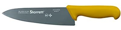 Starrett Professional Chefs Knife - BKY301-8 Wide Triangular 8 (200mm) Ultra Sharp Kitchen Knife With Long Lasting Blade - Yellow Handle Stainless Steel Chopping Cooking Knife (DV8622)