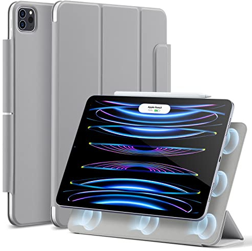 ESR Coque Magnétique Rebound Compatible avec iPad Pro 11 pouces (2022/2021/2020, 4e/3e/2e Génération), Fixation Magnétique Sure, Support à Deux Positions, Support pour Pencil, Veille/réveil Auto, Gris