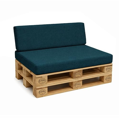 POKAR Palettenkissen Palettenauflagen mit abnehmbarem Bezug Palettenmöbel Palettensofa 2er Set: Sitzkissen 120x80 + Rückenlehne 120x40, Dunkelgrün