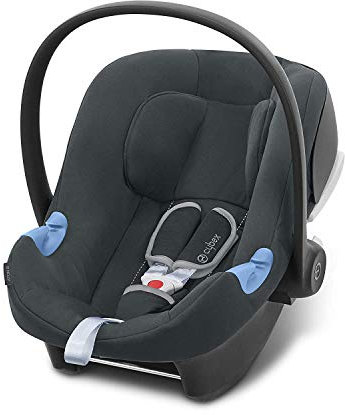 CYBEX Silver Babyschale Aton B i-Size, Inkl. Neugeboreneneinlage, Ab Geburt bis ca. 24 Monate, 45 bis 87 cm, Max. 13 kg, Für Autos mit und ohne ISOFIX, Steel Grey