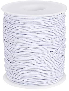 Cuerda Elástica, Redondo Hilo Elástico Cordón Elástico para Costura Manualidades DIY Pulsera Collar Abalorios Blanco 1mm x 100m