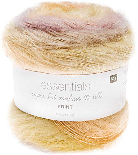 Rico Essentials Super Kid Mohair Loves Silk Print, Lacegarn Mohair Seide Farbverlauf zum Stricken und Häkeln, Lacewolle Nadelstärke 4,5 mm, 50g ca. 375m (007 sphaere, Grundpreis: 36,98€/100g) | Loves Silk Print, Lacegarn Mohair Seide Farbverlauf zum Stricken & Häkeln, Lacewolle Nadelstärke 4,5 mm, 50g ca. 375m