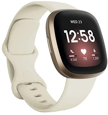 FunBand kompatibel mit Fitbit Versa 4 /Fitbit Versa 3 /Sense Armband, Weiche Silikon Sport Ersatzarmband Ersatz Band für Fitbit Versa 4 /Fitbit Versa 3 /Sense Smart Watch (1 Packung,Elfenbein)