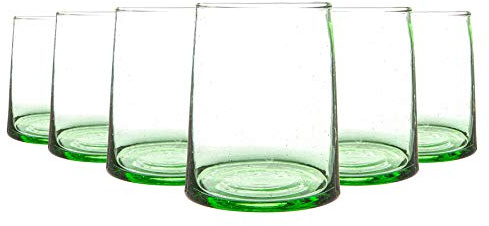 Nicola Spring Merzouga Verre recyclé - Gobelets Whisky marocain de l'eau Potable Lunettes - 260ml - Vert - Lot de 6