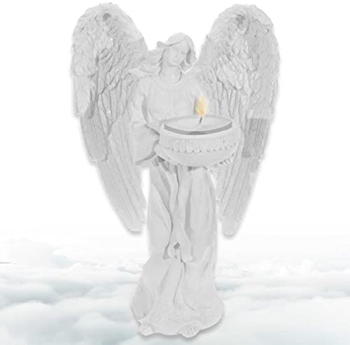 Deko Teelichthalter ''Eternal Flame'' - stehender Engel Kerzenhalter - 23x14x14cm - Dekoration Engelsfigur Schutzengel