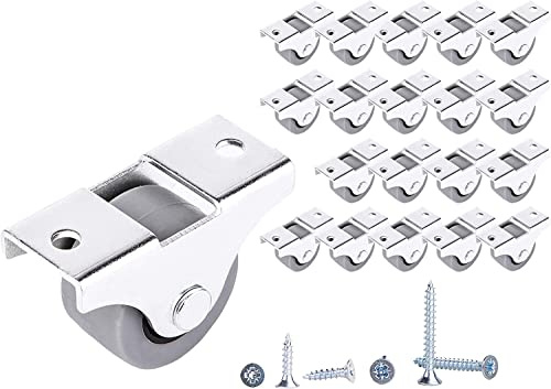 SKIR'CO Paquete de 20 ruedas pequeñas de 25 mm para muebles, ruedas de goma, no giratorias, ruedas fijas, dirección unidireccional, tornillos incluidos (20)