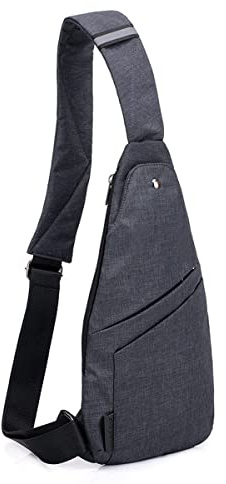 Tealots Sling Bag Kleine Crossbody Brusttasche, Anti-Diebstahl Persönliche Taschentasche, Schulterrucksack Reise Tagesrucksack für Männer Frauen, Schwarz, Einheitsgröße